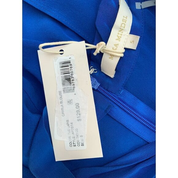 MIKA MENDEL CAMILA BLOUSE HALTER TOP LIGHTWEIGHT SLEEVELESS BLUE NEW SMALL - Picture 4 of 10